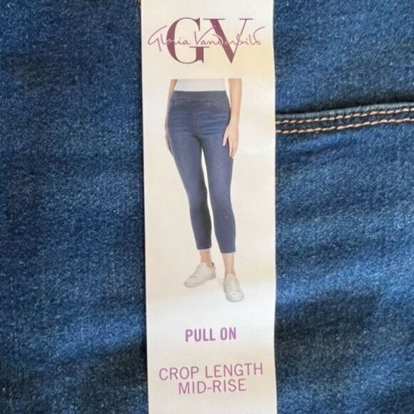NWT Gloria Vanderbilt Crop Pants Women's Size 10 Blue Denim Pull-On Mid-Rise - Picture 3 of 12